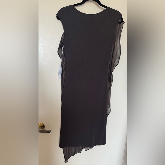NWT Maggie Ward Sleeveless Ribbed Dress with Chiffon Alligator Print Overlay S - Picture 4 of 8